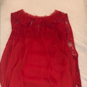 Red free people lace top